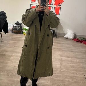 Olive Green Long Trench Coat